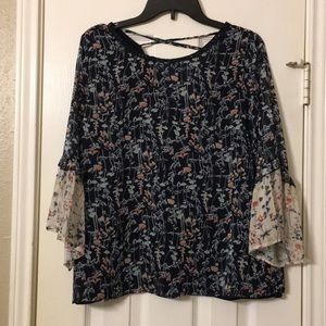 Navy Floral Top